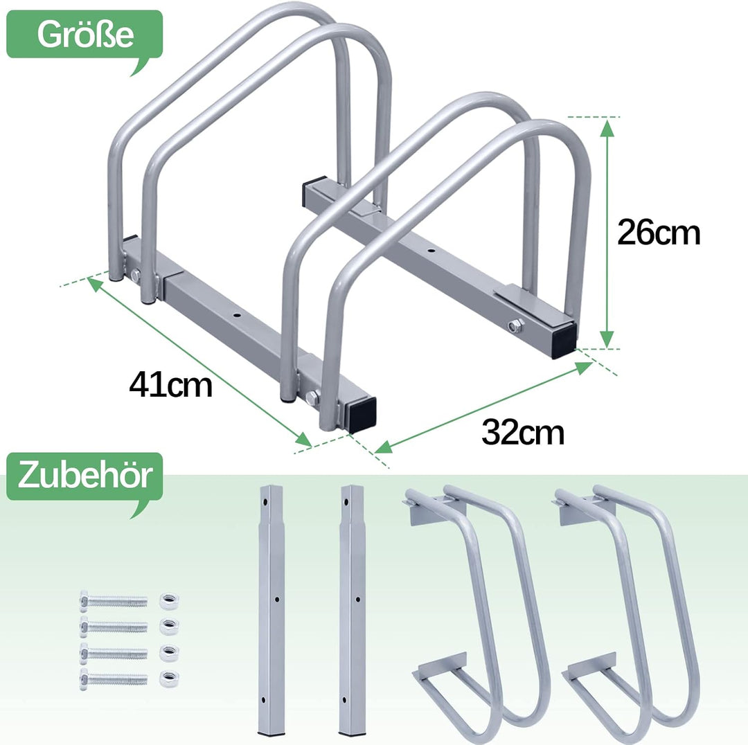 Tubiaz 2 x 2er Fahrradständer im Set, Für 2 Fahrräder Boden- oder Wandmontage, Mehrfachständer Geeig