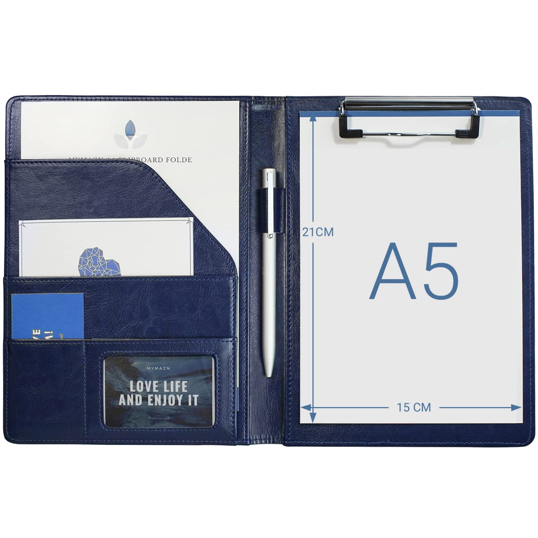 A5 Klemmbrett Mappe Schreibmappe mit Klemmbrett A5 Organizer Mappe Din (Blau), blau