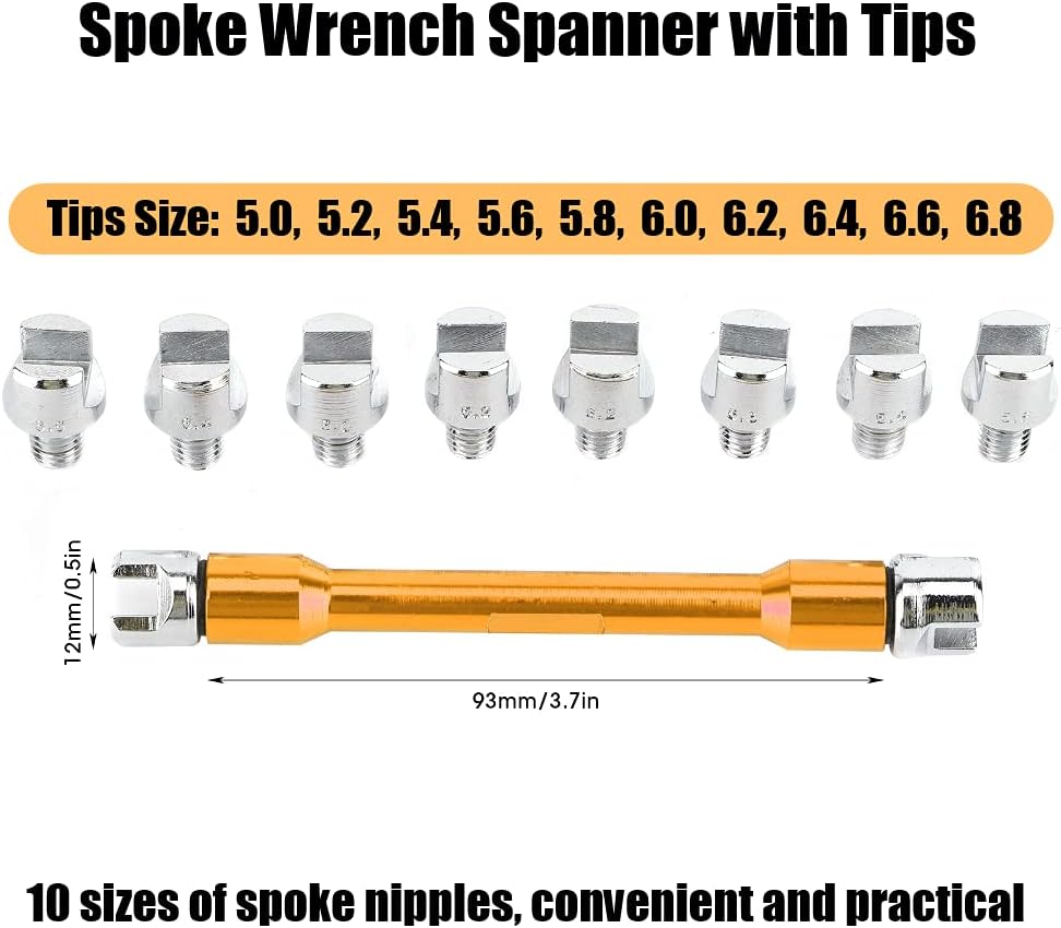 Qiilu Motorrad Speichenschlüssel, Motorrad Speichen Schlüssel CNC Schraubenschlüssel Set 5,0-6,8 Län