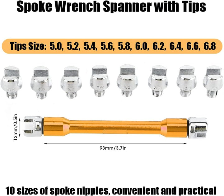 Qiilu Motorrad Speichenschlüssel, Motorrad Speichen Schlüssel CNC Schraubenschlüssel Set 5,0-6,8 Län