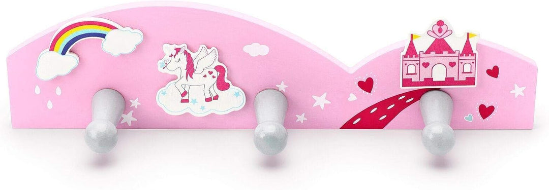 Mousehouse Gifts - Kinder Garderobenleiste mit 3 Haken - Einhorn - für Mädchen