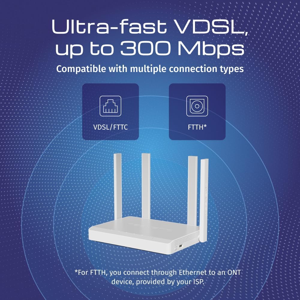 Keenetic Hopper DSL AX1800 Mesh-WLAN-6-Supervectoring-VDSL2/ADSL2+-Modem-Router mit einem 4-Port-Gig