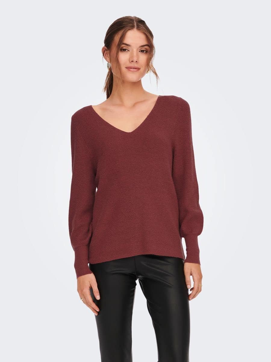 ONLY Female Strickpullover ONLATIA Strickpullover S Mineral Red/Detail:w. Melange, S Mineral Red/Det