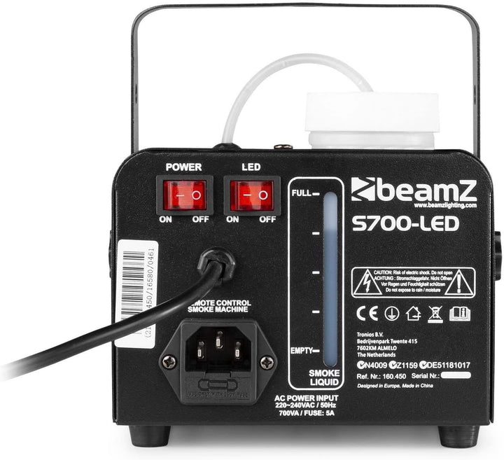 BeamZ S700-LED Ice Mini Nebelmaschine mit Lichteffekt in Blau, 700 Watt, Party Rauchmaschine, Fog Ma