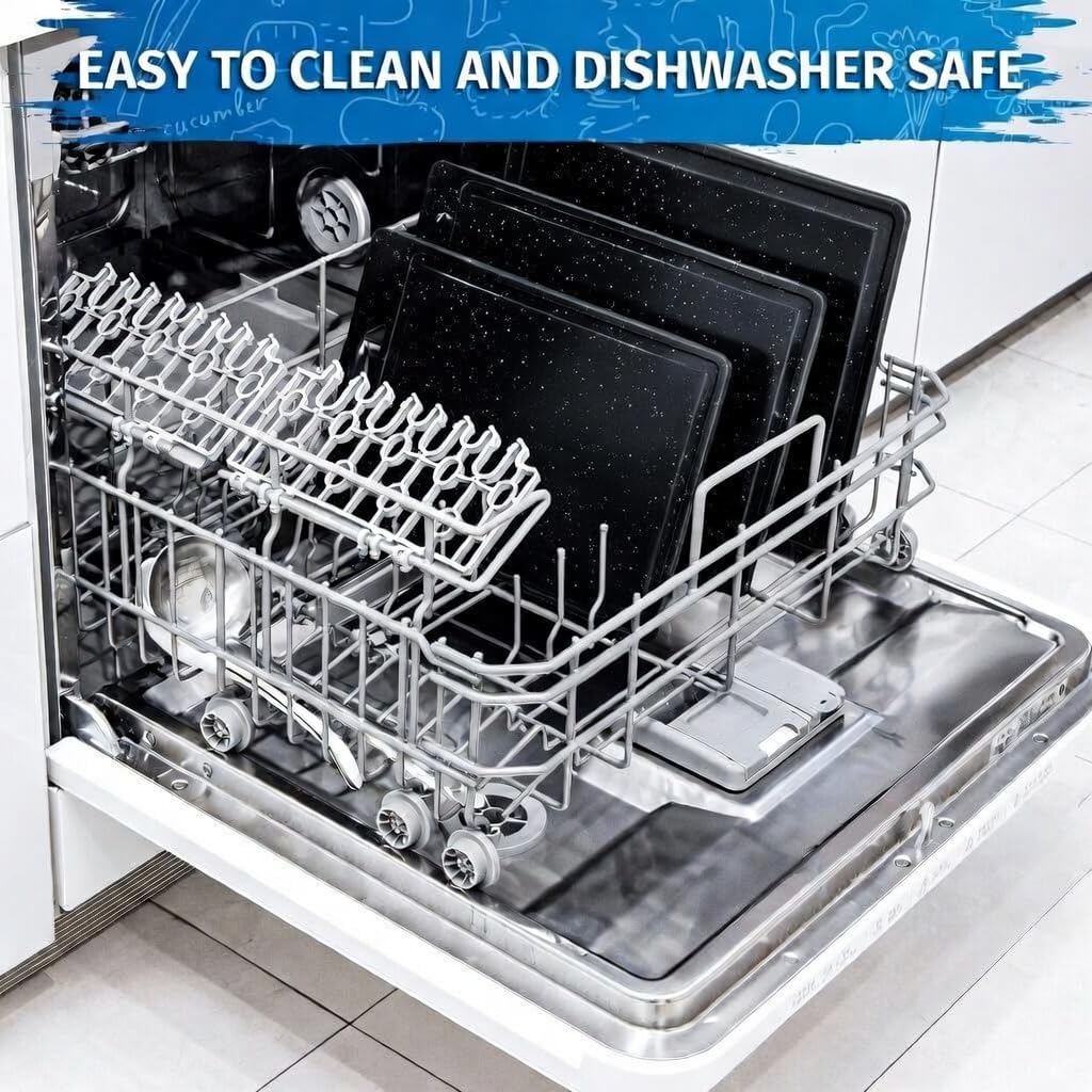 DIFULI Schneidebrett Set 3-teilig Granitoptik, 100% Rutschfeste Aufkleber und Saftkanal, BPA-Free, m