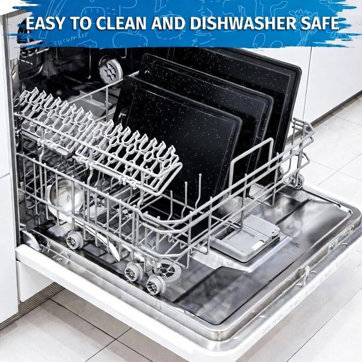 DIFULI Schneidebrett Set 3-teilig Granitoptik, 100% Rutschfeste Aufkleber und Saftkanal, BPA-Free, m