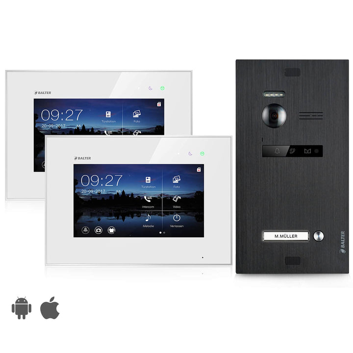 Balter EVO Video Türsprechanlage ✓ Touchscreen 7 Zoll Monitor ✓ 2-Draht Bus ✓ Türstation für 1 Famil