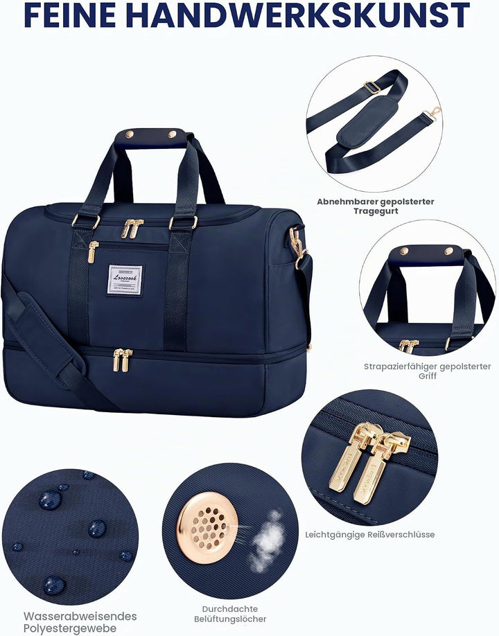 LOVEVOOK Sporttasche Reisetasche Gross, 50L Weekender Travel Duffel Bags mit Kulturtasche, Schuhfach