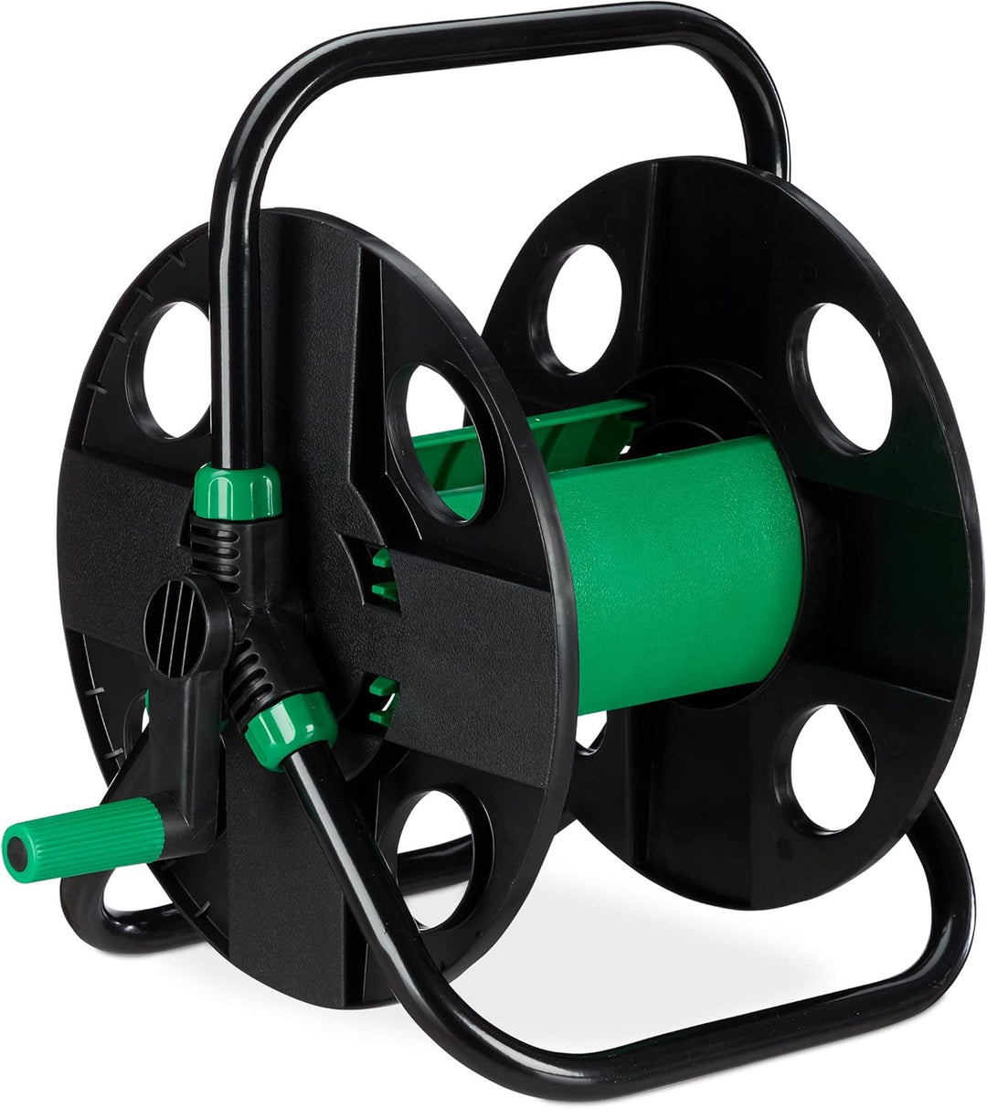 Relaxdays Schlauchtrommel, Wasserschlauchaufroller leer, für 30 m 1/2" Gartenschlauch, HBT 39 x 43 x