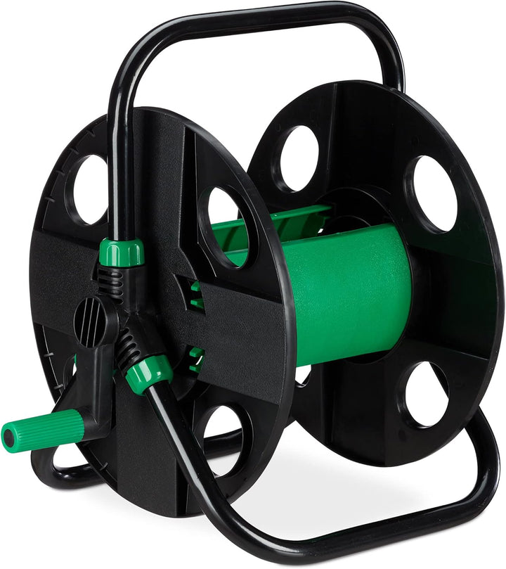 Relaxdays Schlauchtrommel, Wasserschlauchaufroller leer, für 30 m 1/2" Gartenschlauch, HBT 39 x 43 x