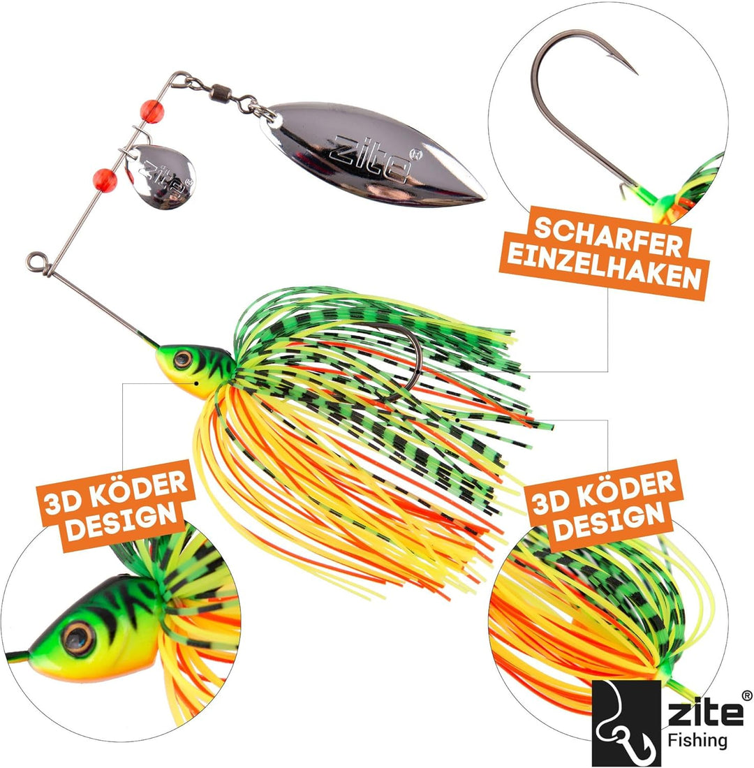 Zite Fishing Inzite Rotator Spinnerbait Set | 5 STK Spinnköder Zander, Barsch, Hecht 10g, 16g, 21g |