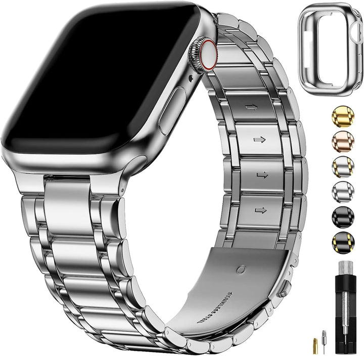 Fullmosa Kompatibel mit Apple Watch Armband 40mm 41mm 38mm Series SE 9 8 7 6 5 4 3 2 1, Edelstahl Ap