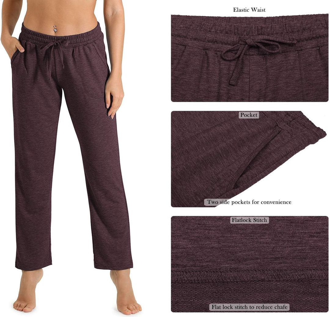 icyzone Damen Jogginghose Sweathose Lang Sporthose Freizeithose geradem Bein Hose mit Tunnelzug S Bu