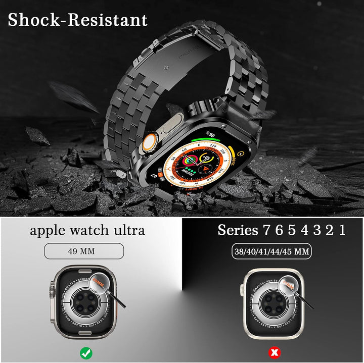 HASLFM Apple Watch Bänder kompatibel für iWatch Serie 9/8/7(45mm), Edelstahl Apple Watch Bänder mit