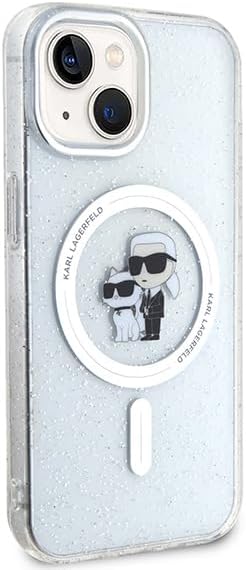 Karl Lagerfeld KLHMP15SHGKCNOT Hülle für iPhone 15 6.1" transparent hardcase Karl&Choupette Glitter