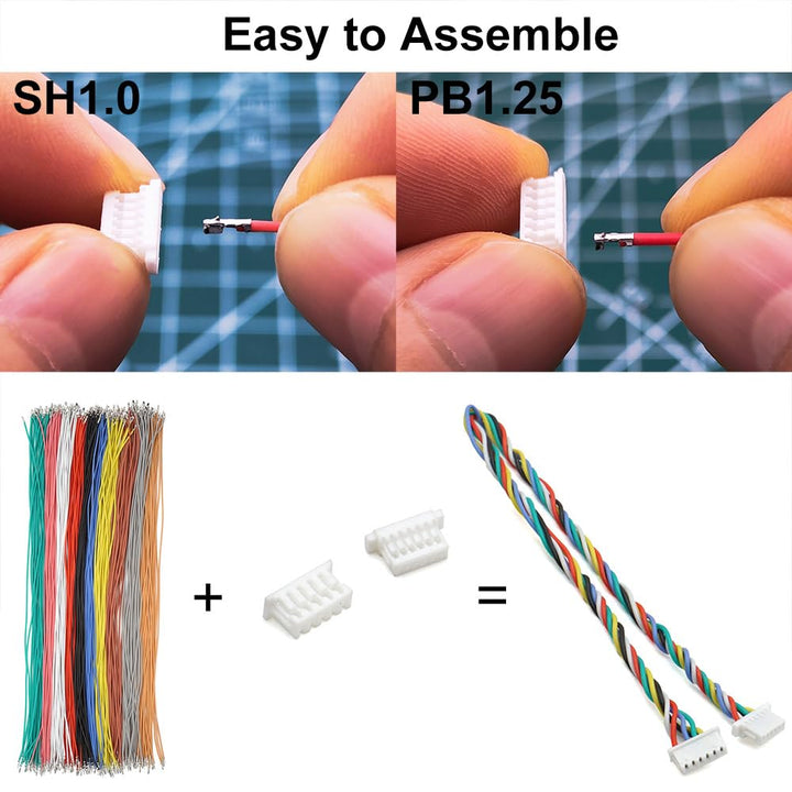 SH1.0 auf PB1.25 vorgecrimptes Kabel und Stecker-Set, kompatibel mit JST SH 1,0 mm Molex PicoBlade 1