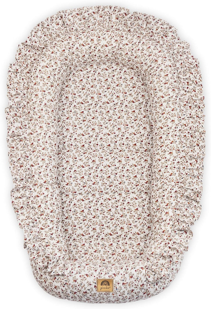 PIMKO Babynest mit rüschen Babynestchen für Baby Kuschelnest Babykokon für Säuglinge und Neugeborene