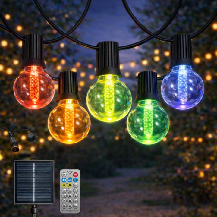M mimotec Solar-LED-Lichterkette für den Aussenbereich, 7,5 m, RGB dimmbar, 15 Lampen, IP54 wasserdi