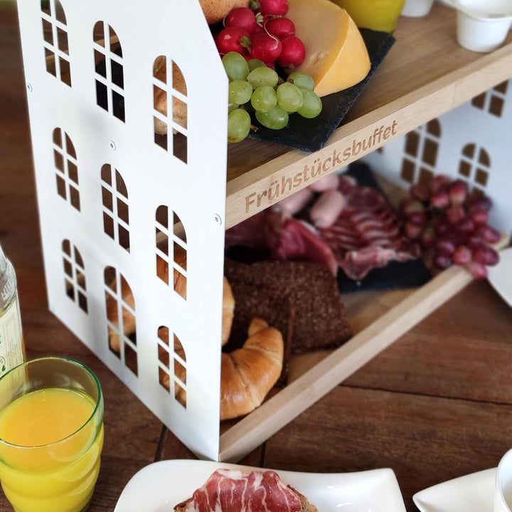 UNUS HOME Etagere Frühstücksbuffet, 2 Etagen mit Griff, für Frühstück, Obst, Wurst und Käse, Tablett