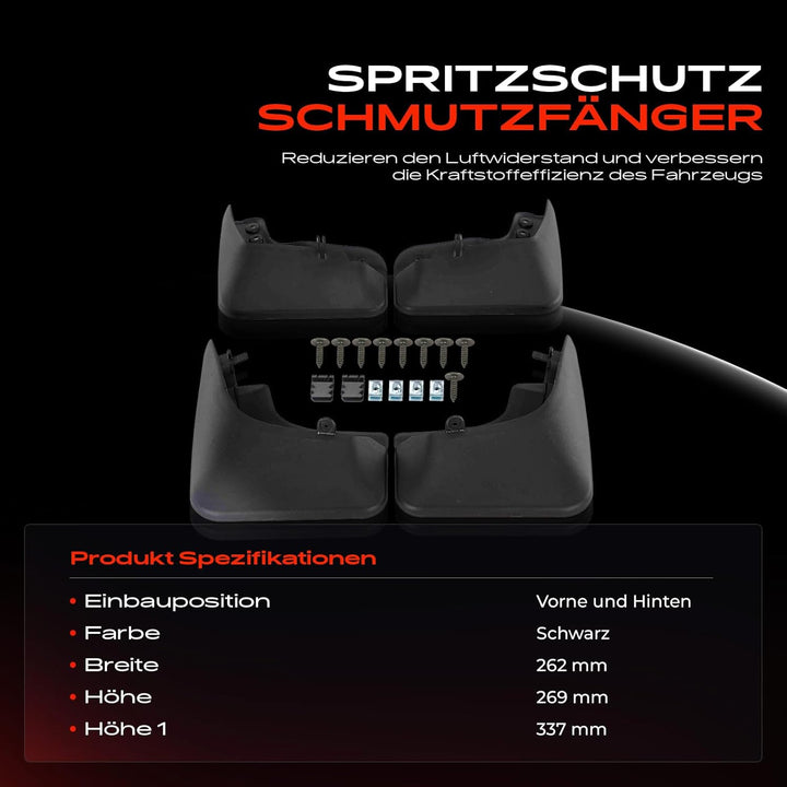 Frankberg 4x Spritzschutz Schmutzfänger Vorne Hinten Kompatibel mit T-i-g-u-a-n 5N_ SUV 2007-2015 5N