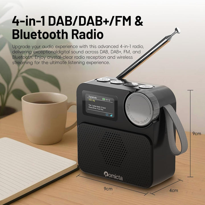 DAB/DAB+ Radio mit Bluetooth 5.0, tragbares Digitalradio mit UKW, Farbdisplay, MicroSD-Karten-Slot,