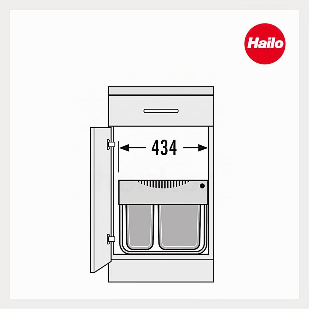 Hailo Abfallsammler 3644901 | 2fach Raumspar Tandem | 18 + 12L Inneneimer | ab 50 cm breiten Untersc