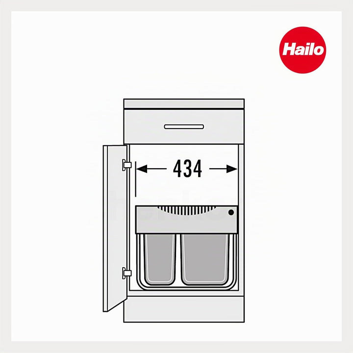 Hailo Abfallsammler 3644901 | 2fach Raumspar Tandem | 18 + 12L Inneneimer | ab 50 cm breiten Untersc