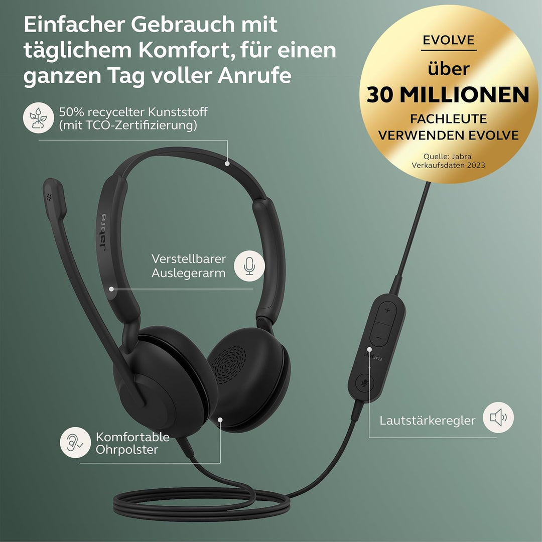 Jabra Evolve 10 Kabelgebundenes Headset mit geräuschunterdrückendem Mikrofon für PC/Laptop - USB-A-E