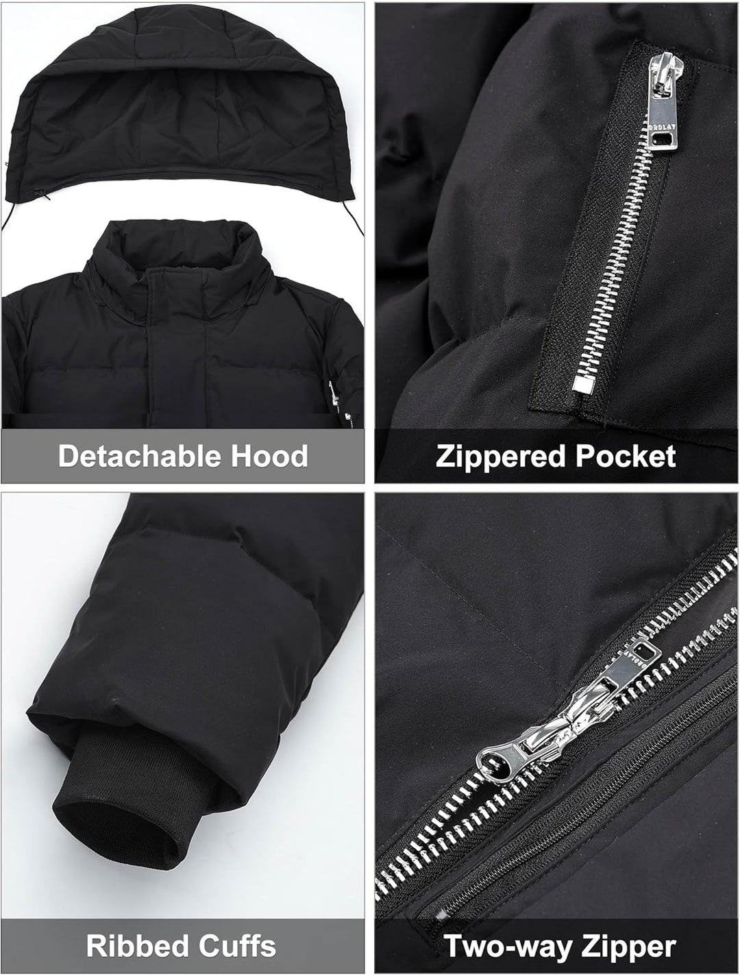 Orolay Herren Daunenjacke Warmer Wintermantel Mittellang Freizeit Hooded Steppmantel L Neues Schwarz