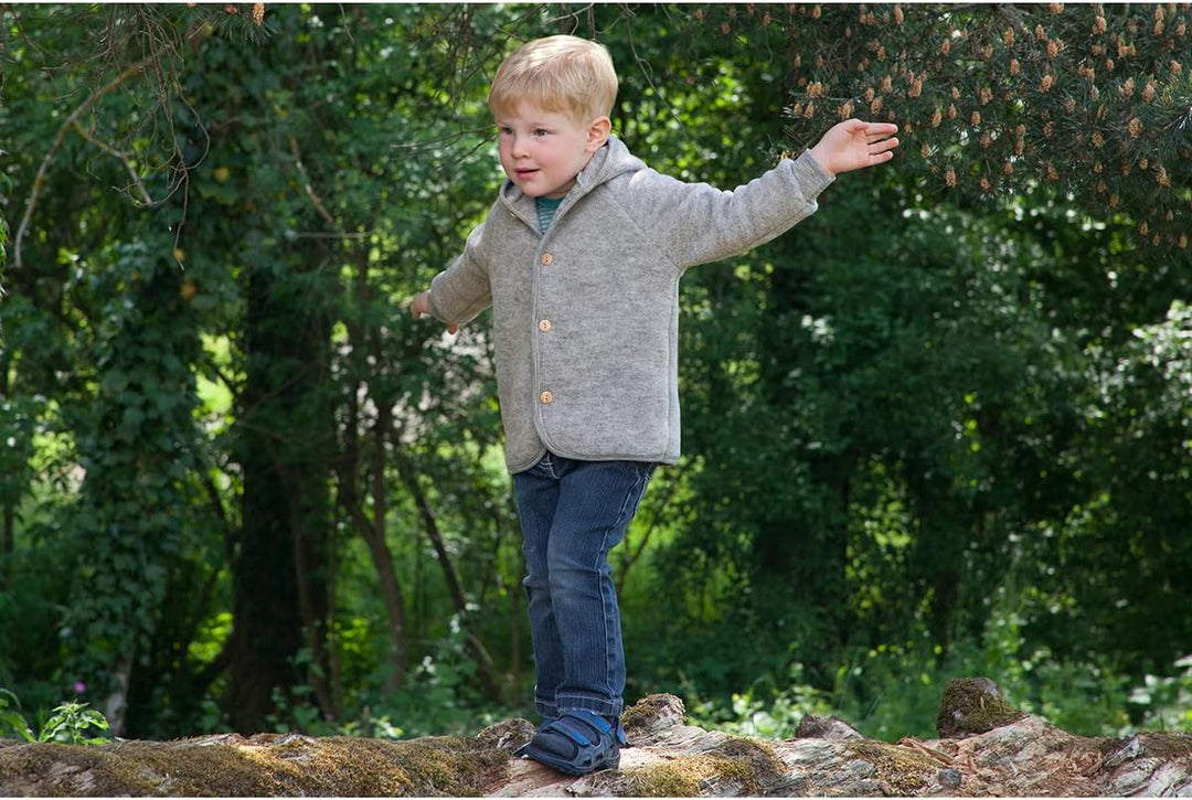 Engel Baby Jacke mit Kapuze Wollfleece 50-56 Hellgrau Melange, 50-56 Hellgrau Melange