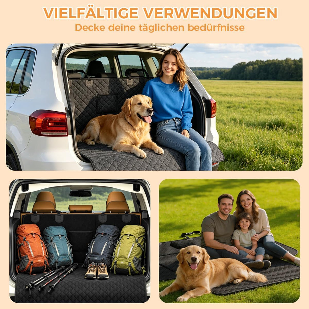 Kofferraumschutz Hund, Hundedecke Auto Kofferraum gesteppt mit Seiten- und Ladekantenschutz, Univers