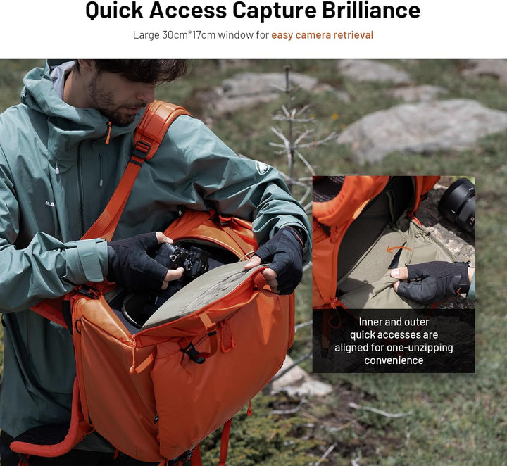 PGYTECH OnePro Flex 50L Rucksack Wasserdicht + Grösse M Kamera Einsatztasche,Kamerarucksack Set für