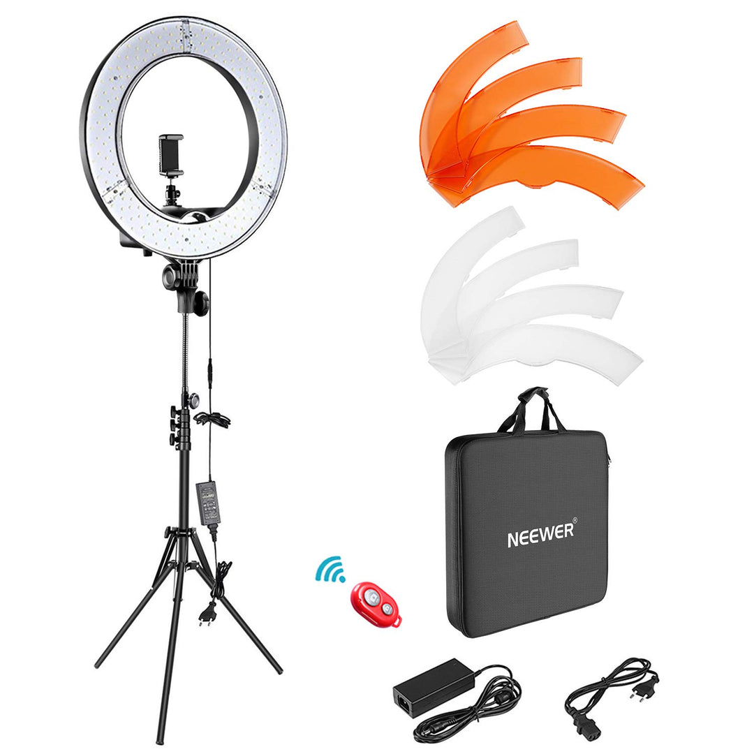 Neewer Kamera Foto Video Ringlicht Kit: 18 Zoll/48 Zentimeter Aussen 52W 5500K dimmbare LED Ringlich