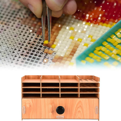 Perlen Sortier Multifunktionsbox, Diamond Painting Vorratsbehälter, Holz Multi Layers Grids Diamond