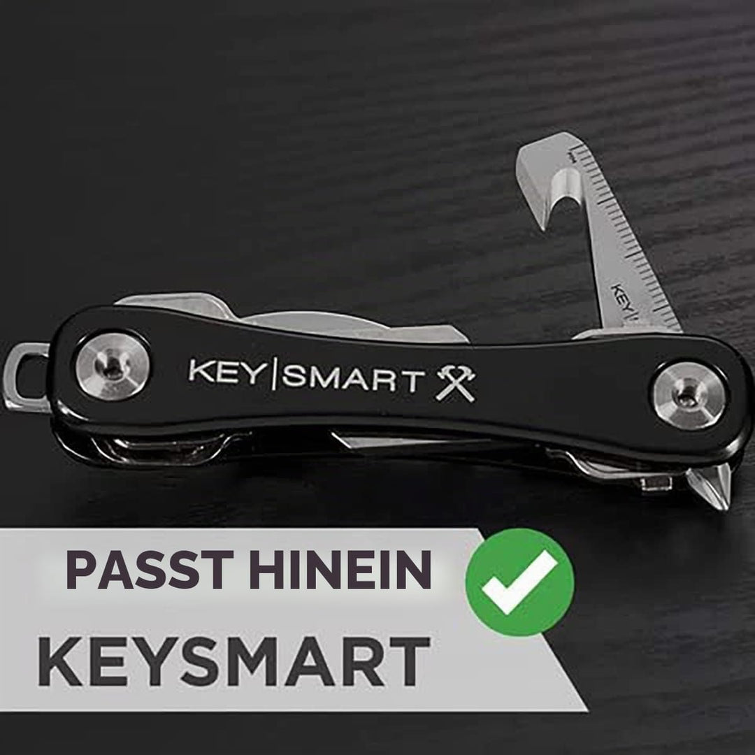 KeySmart MultiTool - 5-in-1 Mehrzweck-Schlüsselanhängerwerkzeug mit Kastenschneider, Lineal, Hebelst
