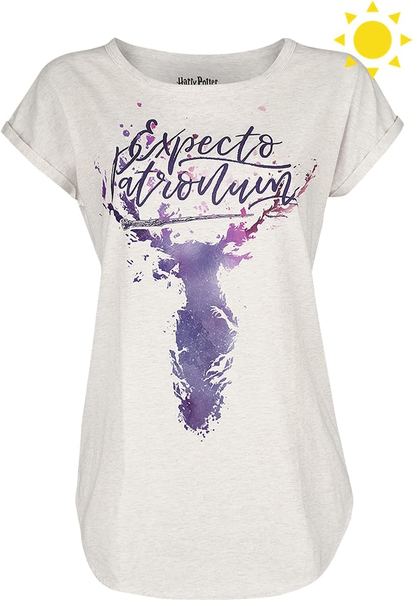 Harry Potter Patronus UV Frauen T-Shirt Creme meliert Fan-Merch, Filme S Creme Meliert, S Creme Meli