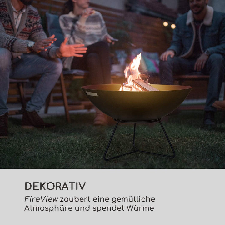 Blumfeldt Orbit - 3-in-1 Stahl-Feuerschale: Feuerstelle, Grill und Gartentisch in einem, Ø 60 cm, 4-