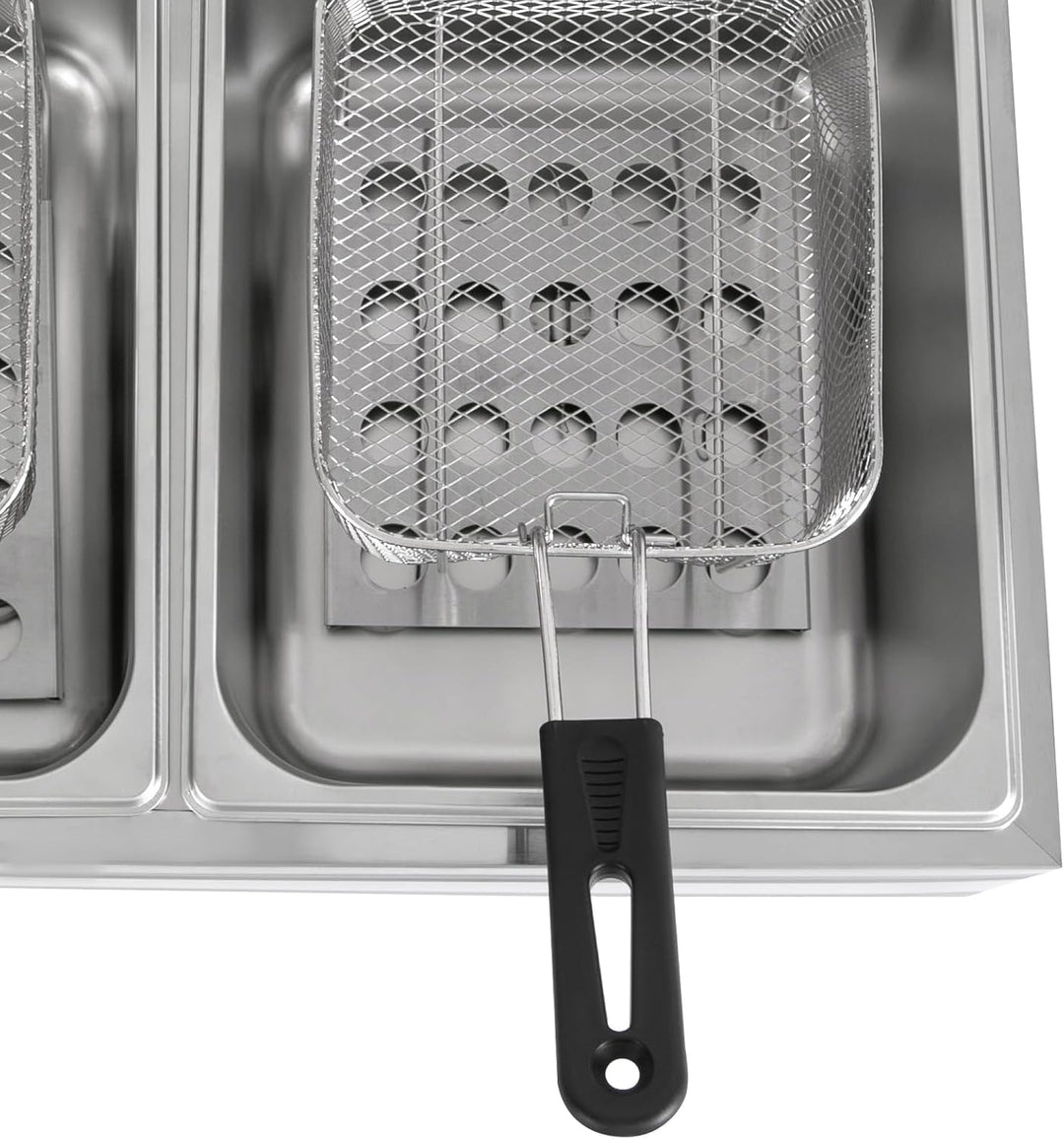 5000 Watt Elektrofritteuse Edelstahl Doppeldecker 12 Liter Fritteuse mit abnehmbarem Korb für Küchen