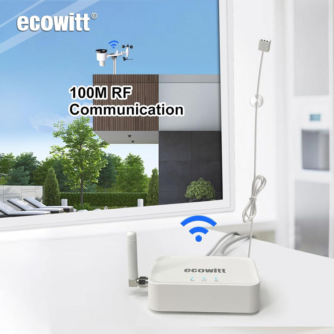 ECOWITT Wetterstation GW3002, 7 in 1 Funk wetterstation mit Aussensensor WS69 + 3 in 1 WiFi/Kabel-Ga