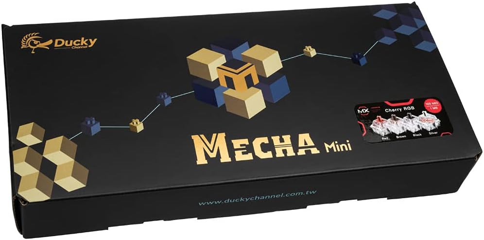 Ducky Mecha Mini Gaming Tastatur Cherry MX Black Switches, RGB Tastatur Mechanisch, 60% Tastatur Deu