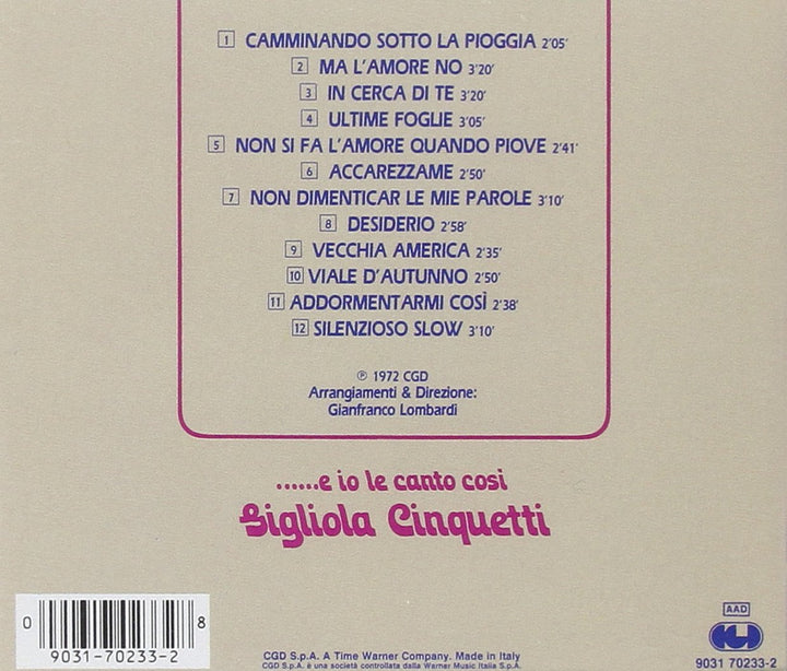 E Io le Canto Cosi, Audio-CD