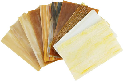 Lanyani Buntglasplatten, 10,2 x 15,2 cm, Tiffany-Glas, gemischte Texturen, 10 Blatt Bernstein, Berns