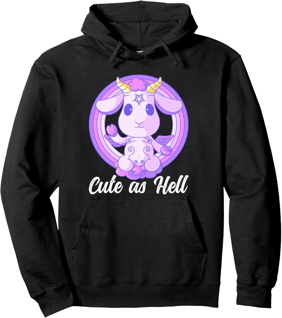 Cute As Hell Kawaii Baphomet Satan Goth Lucifer Satanic Goat Pullover Hoodie