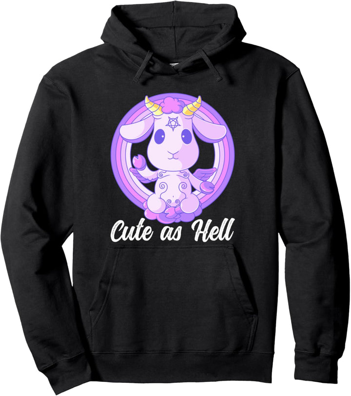 Cute As Hell Kawaii Baphomet Satan Goth Lucifer Satanic Goat Pullover Hoodie
