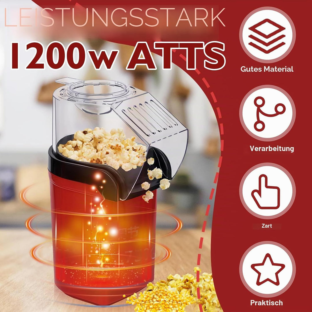 Popcornmaschine, Klein Popcorn-Maschine mit Messbecher, One-Touch Elektrische Rühr Popcorn Popper, O