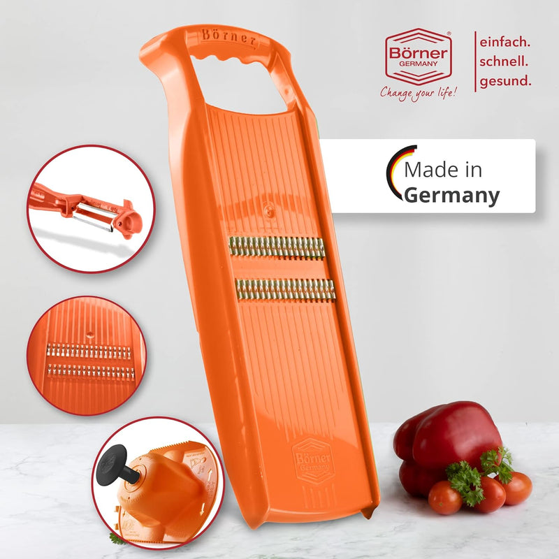 Börner Roko PowerLine Gemüseschneider Geschenk-Set (3-tlg.) • Feiner Streifenschneider für Obst & Ge