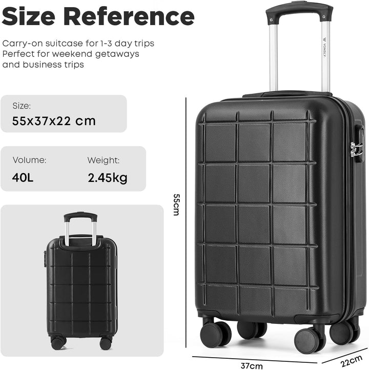 Koffer Suitcase, Kabinenkoffer, Trolley Reisekoffer, Rollkoffer Handgepäck mit Zahlenschloss, 4 Roll