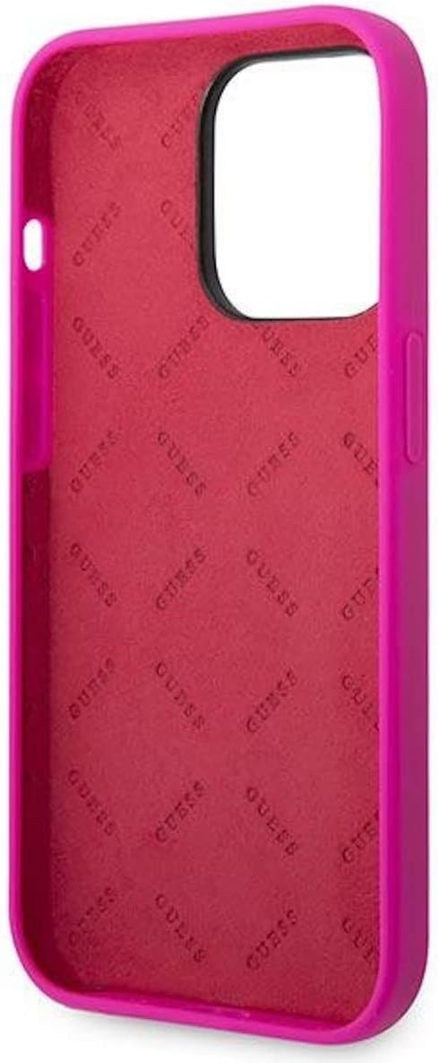 Guess GUHCP14LSLSMF hülle für iPhone 14 Pro 6,1" Fuchsia/Fuschia Hard case Silicone Vintage Gold Log