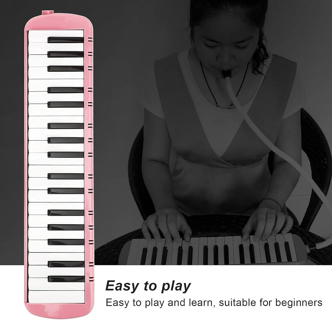 Melodica 37 Tasten Tastatur Melodica Blasmusikinstrument für Anfänger Professionelles Training (Rosa