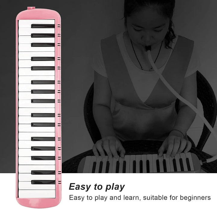 Melodica 37 Tasten Tastatur Melodica Blasmusikinstrument für Anfänger Professionelles Training (Rosa